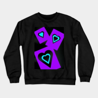 Hearts in Black Turquoise and Purple Var 4 Alternate Options Crewneck Sweatshirt